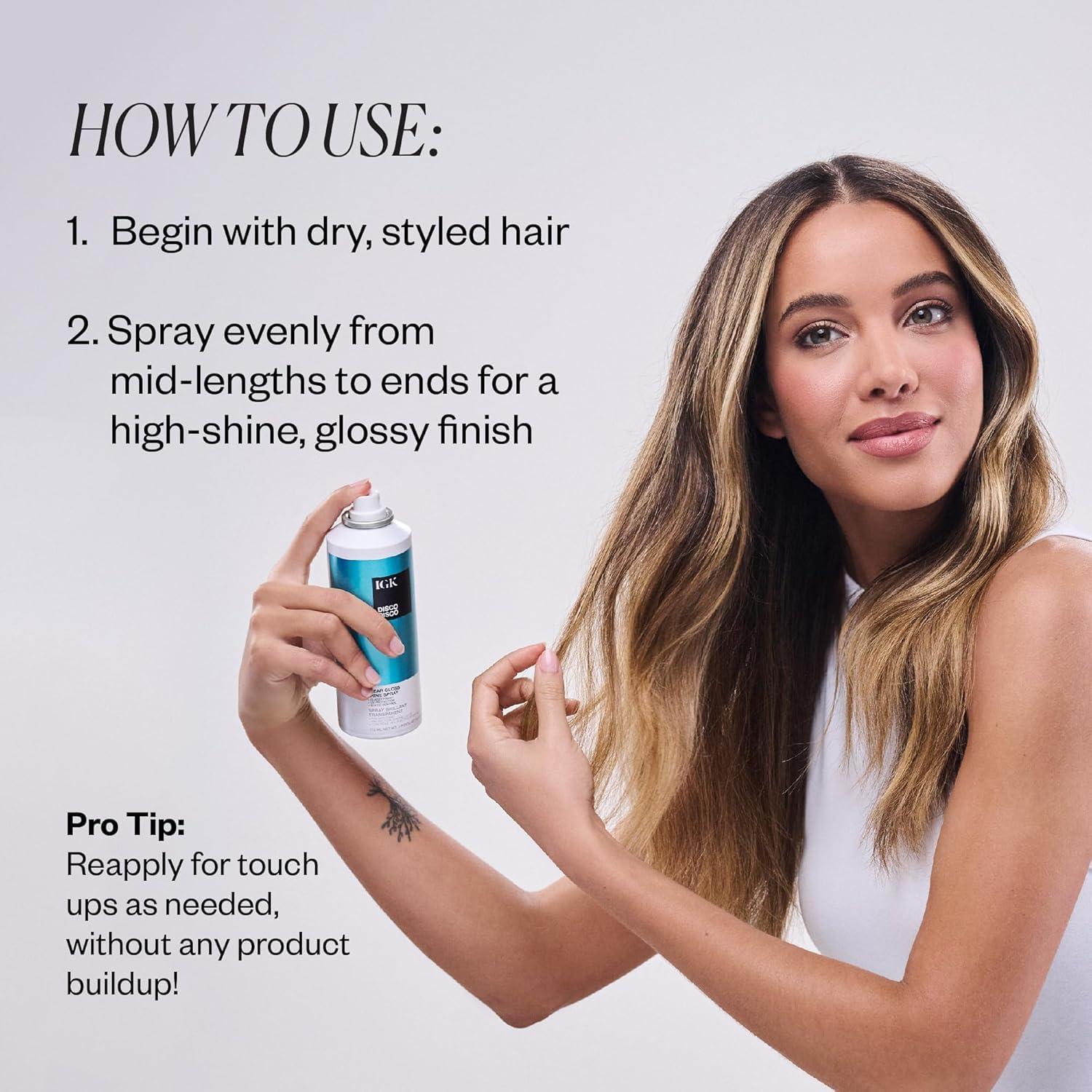 imageIGK Disco Disco Clear Gloss Finishing Hair Spray Moisturizes Adds Shine ampamp Enhances Color No Greasy Residue 53oz53 Fl Oz 21 Fl Oz Pack of 2