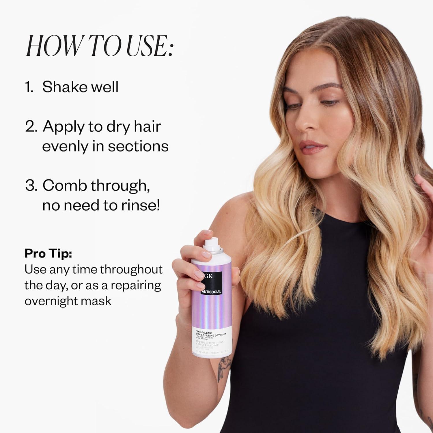 imageIGK Antisocial BondBuilding Dry Hair Mask overnight dry hair mask for damaged hair revive healthy hair hair treatment product for hair breakage vegan protein treatment 5 OzAntisocial Dry Hair Mask