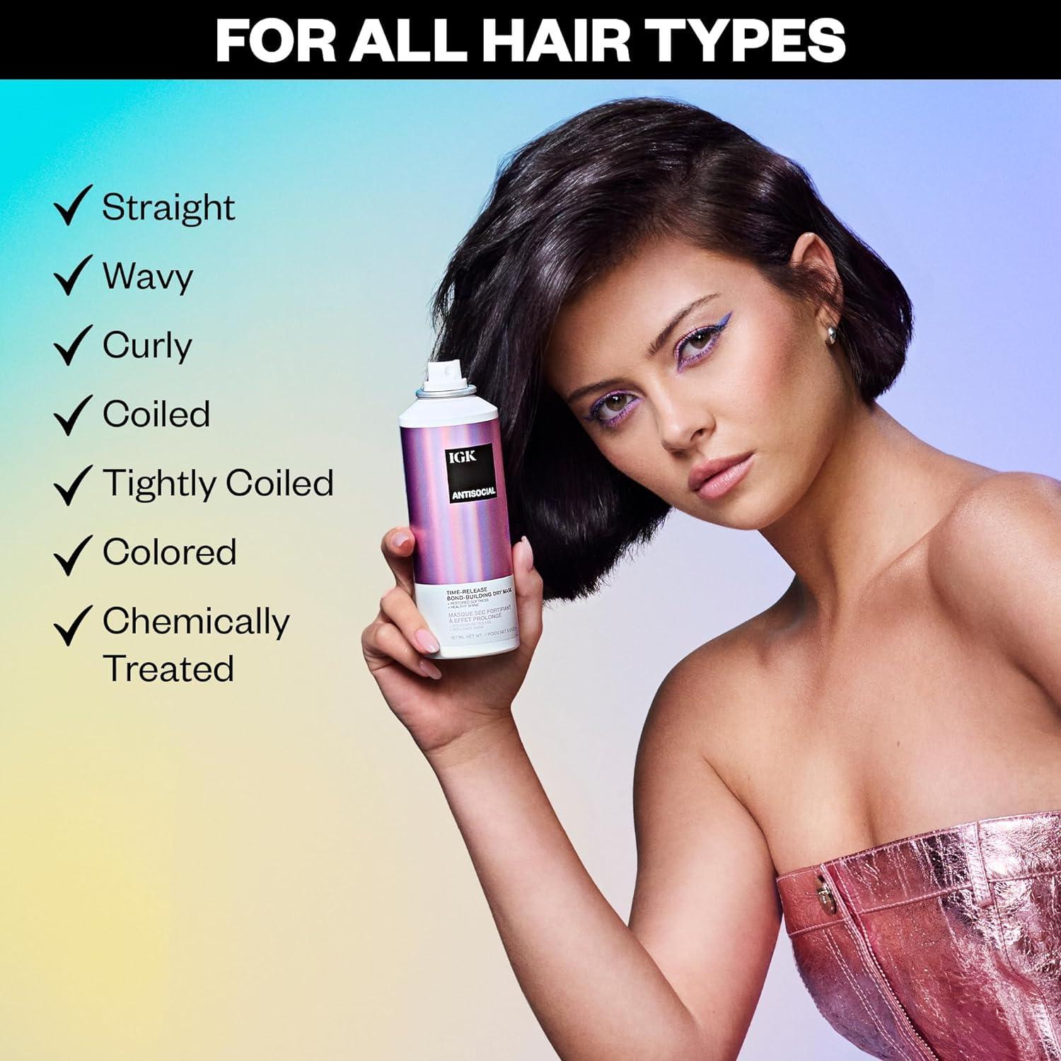 imageIGK Antisocial BondBuilding Dry Hair Mask overnight dry hair mask for damaged hair revive healthy hair hair treatment product for hair breakage vegan protein treatment 5 OzAntisocial Dry Hair Mask