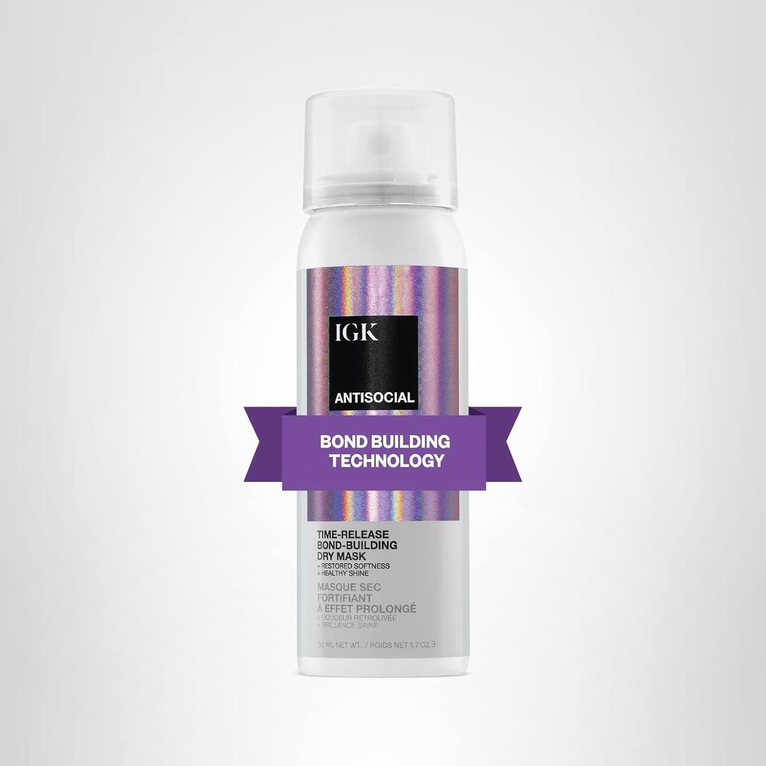 imageIGK Antisocial BondBuilding Dry Hair Mask overnight dry hair mask for damaged hair revive healthy hair hair treatment product for hair breakage vegan protein treatment 5 OzAntisocial Dry Hair Mask