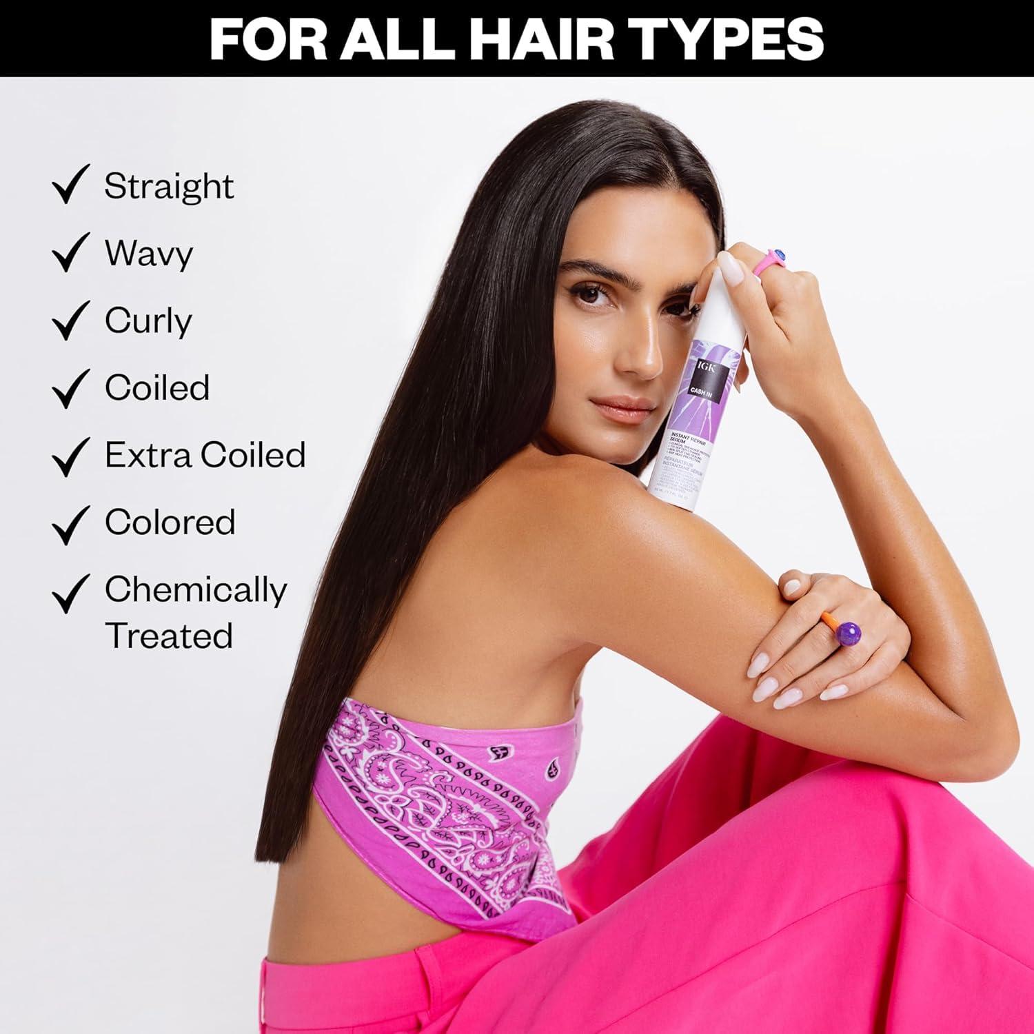 imageIGK CASH IN Instant Repair Serum Breakage Protection Seal Split Ends Heat Protection Vegan Cruelty Free 17 Oz17 Fl Oz Pack of 2