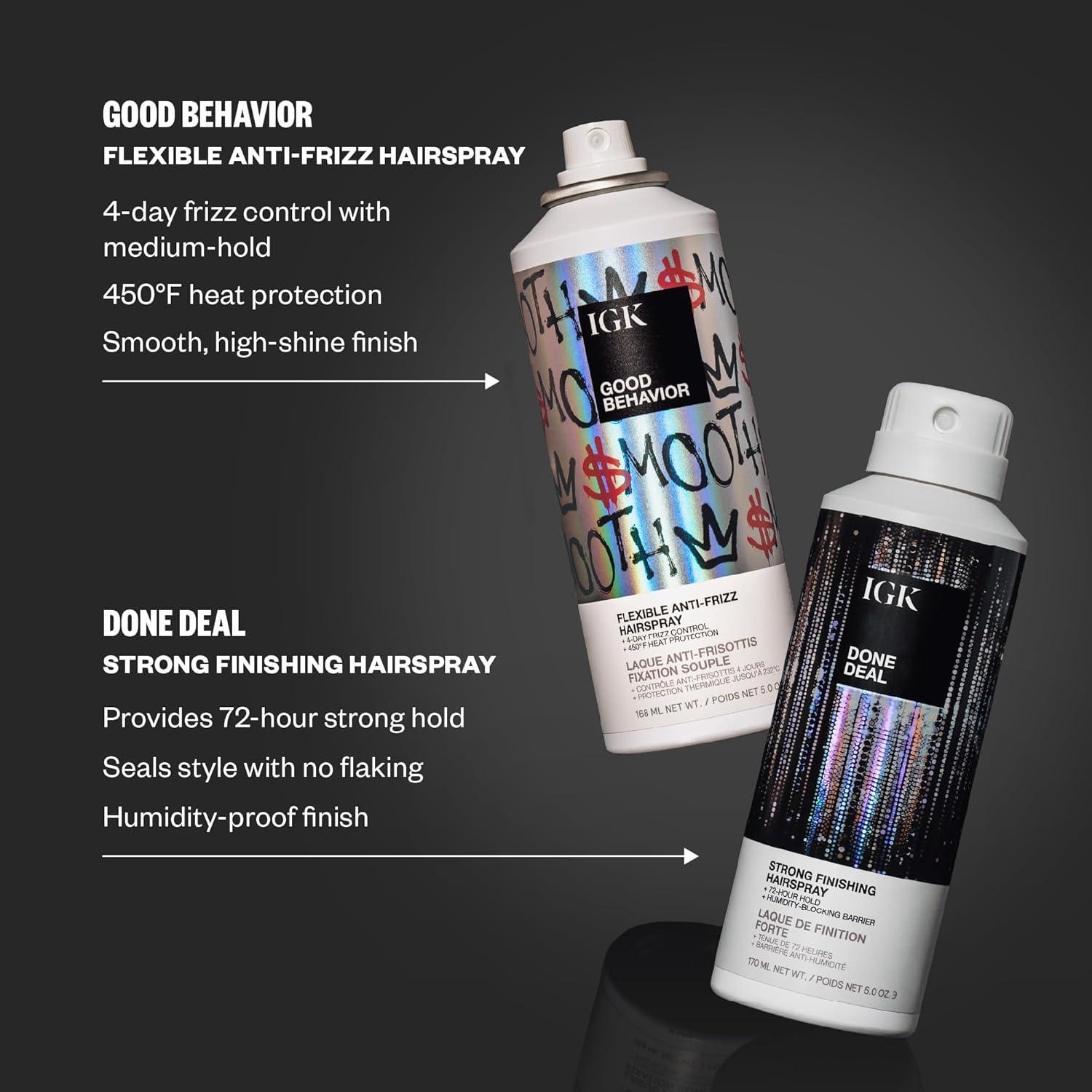 imageIGK Done Deal Strong Hold Finishing Hairspray LongLasting HumidityResistant Brushable Firm Control for All Hair Types 5 oz