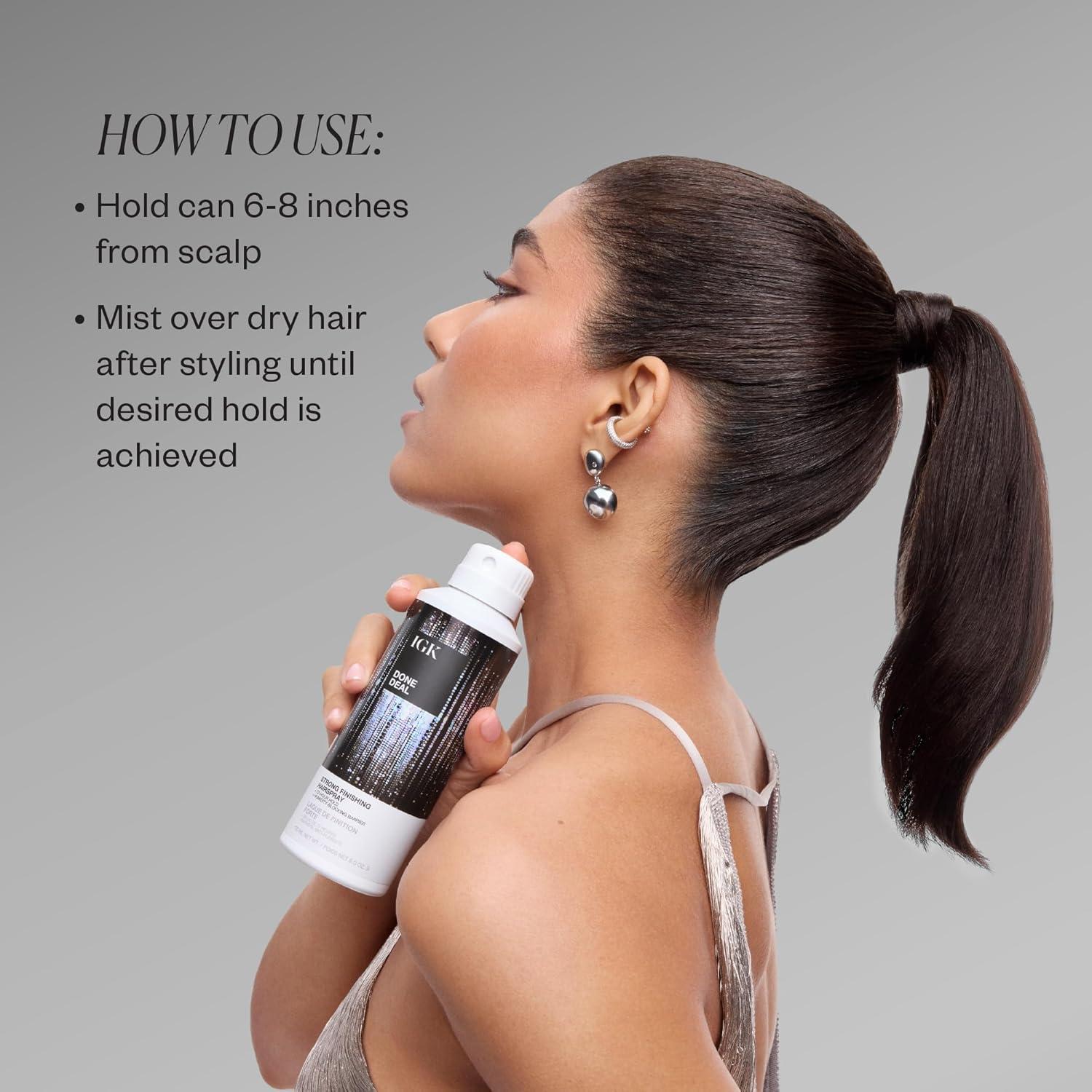 imageIGK Done Deal Strong Hold Finishing Hairspray LongLasting HumidityResistant Brushable Firm Control for All Hair Types 5 oz