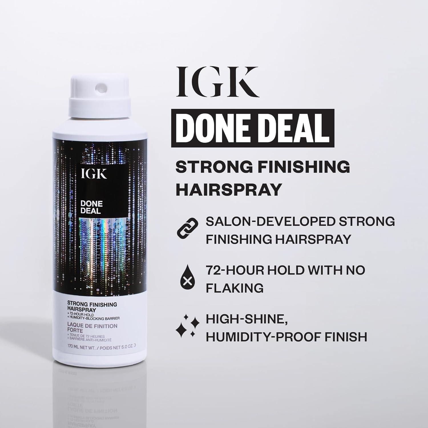 imageIGK Done Deal Strong Hold Finishing Hairspray LongLasting HumidityResistant Brushable Firm Control for All Hair Types 5 oz