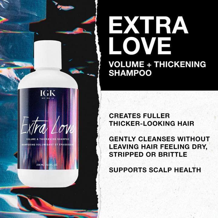 imageIGK EXTRA LOVE Volume ampamp Thickening Shampoo Lightweight Supports Scalp Balance Oil Vegan Cruelty Free 8 Oz338 Fl Oz Pack of 1