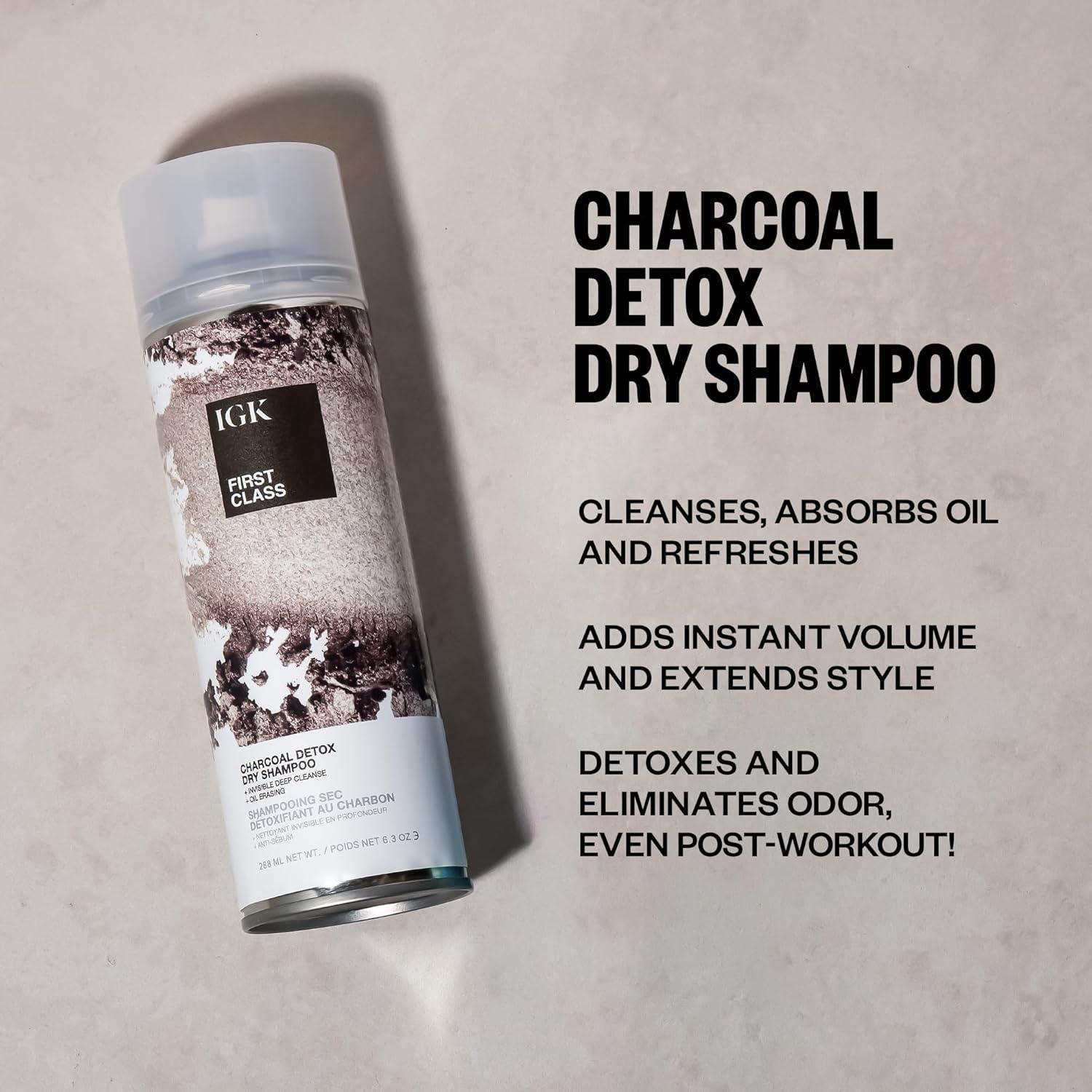 imageIGK FIRST CLASS Charcoal Detox Dry Shampoo for Oily Hair Balances Oil Soothes Scalp Volumizes Vegan Cruelty Free63 Fl Oz Pack of 1