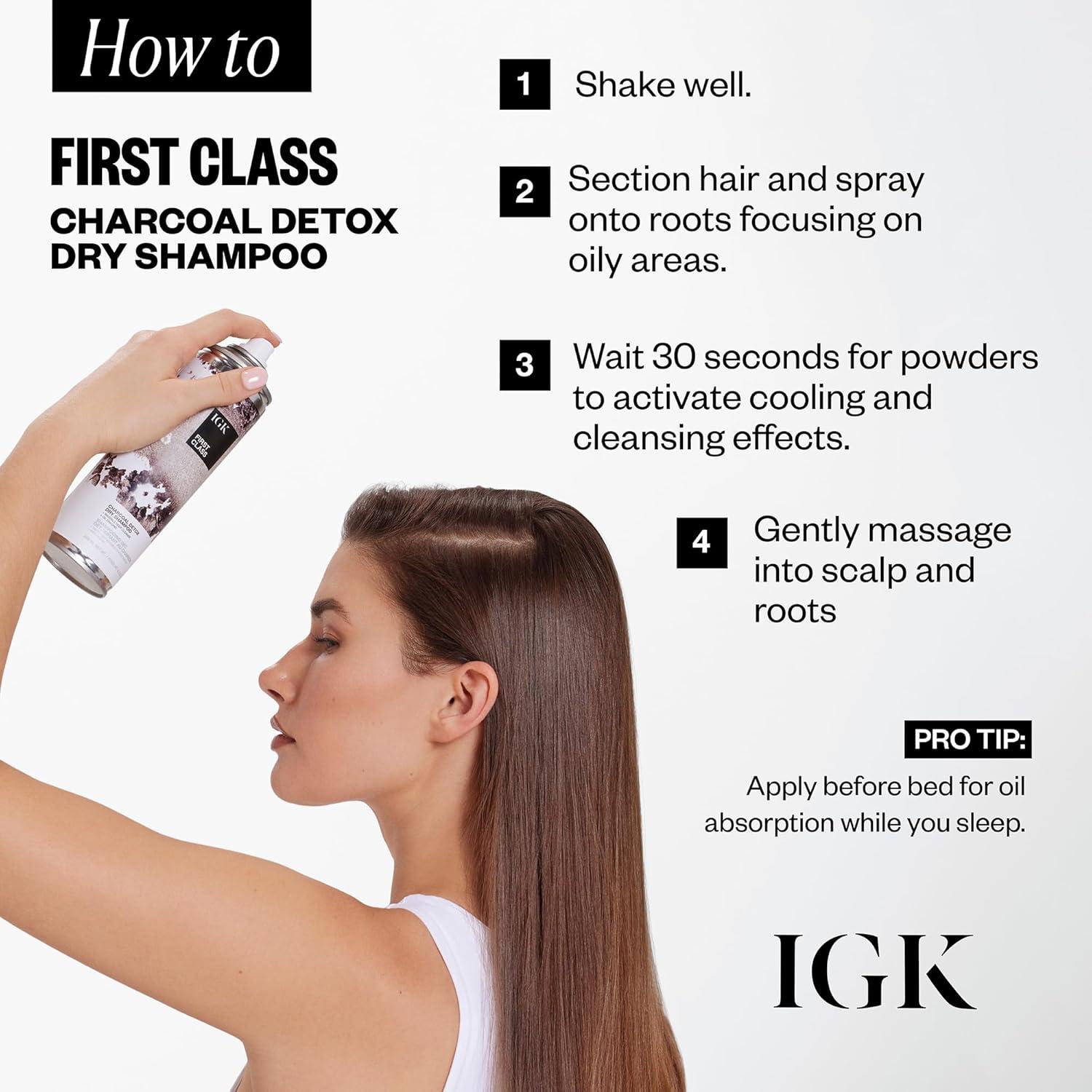 imageIGK FIRST CLASS Charcoal Detox Dry Shampoo for Oily Hair Balances Oil Soothes Scalp Volumizes Vegan Cruelty Free63 Fl Oz Pack of 1
