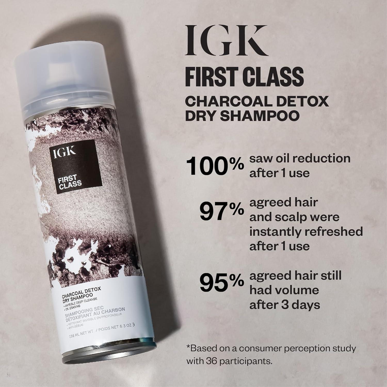 imageIGK FIRST CLASS Charcoal Detox Dry Shampoo for Oily Hair Balances Oil Soothes Scalp Volumizes Vegan Cruelty Free63 Fl Oz Pack of 1