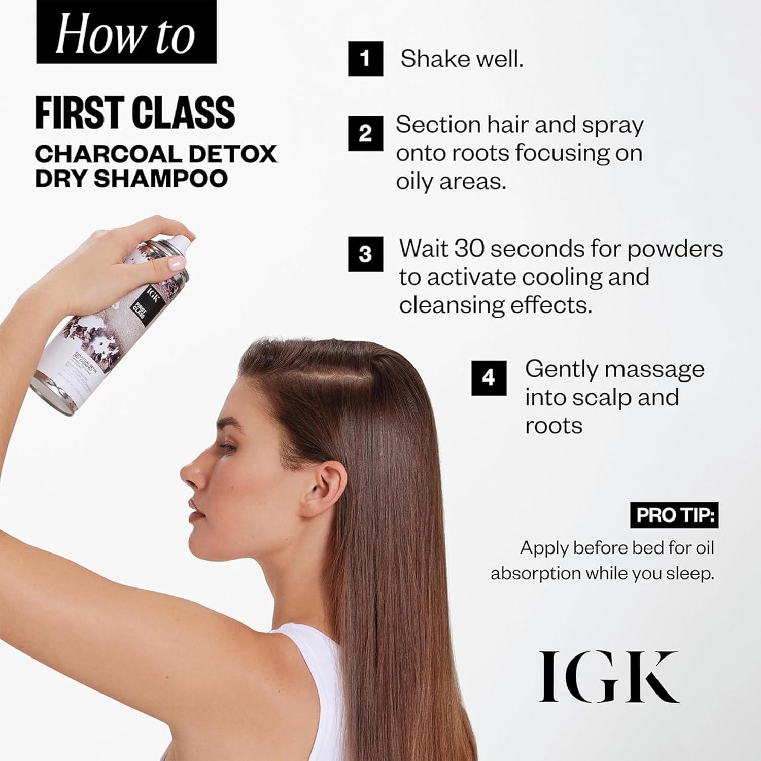 imageIGK FIRST CLASS Charcoal Detox Dry Shampoo for Oily Hair Balances Oil Soothes Scalp Volumizes Vegan Cruelty Free63 Fl Oz Pack of 2