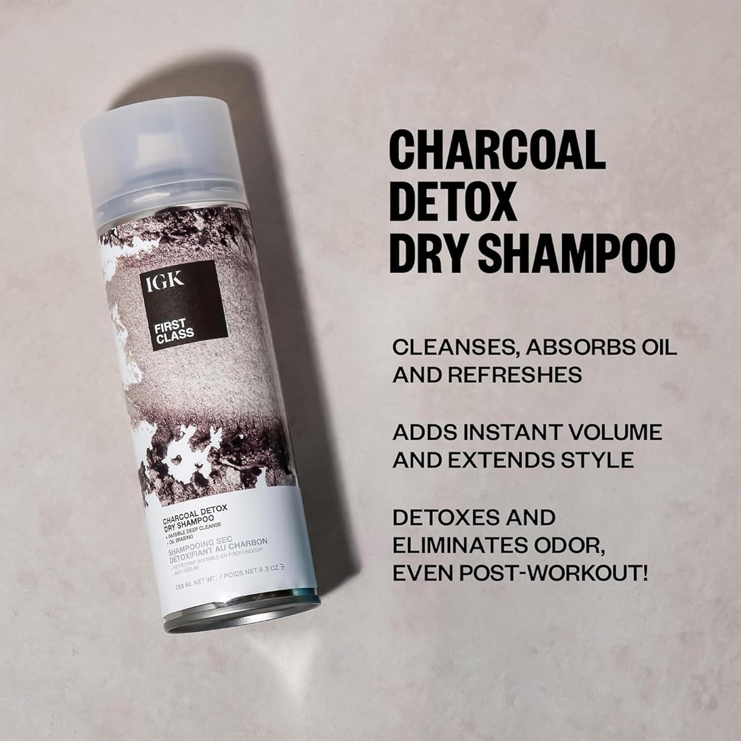 imageIGK FIRST CLASS Charcoal Detox Dry Shampoo for Oily Hair Balances Oil Soothes Scalp Volumizes Vegan Cruelty Free63 Fl Oz Pack of 2
