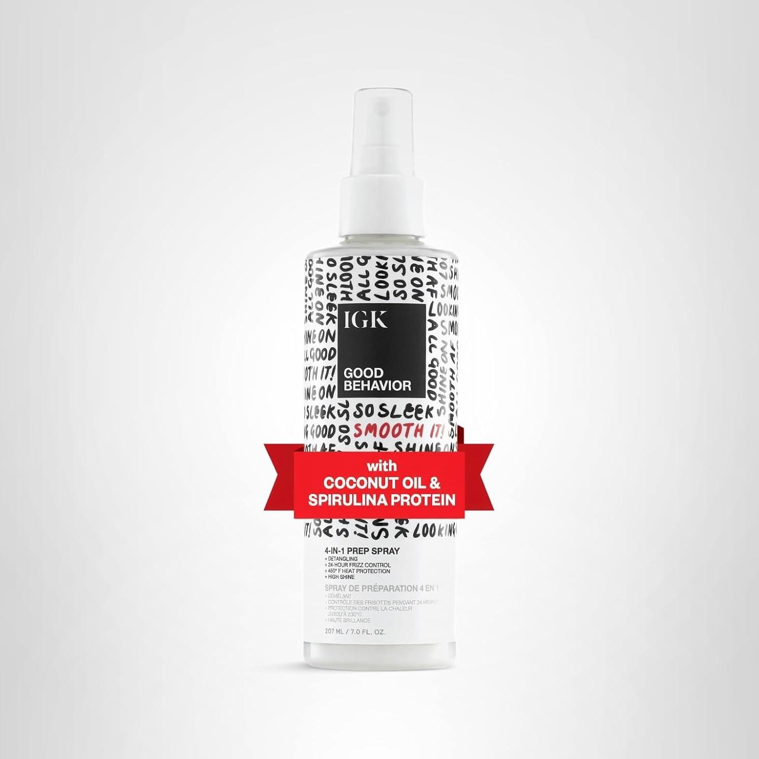 imageIGK GOOD BEHAVIOR 4in1 Prep Spray Leave In Detangle Heat Protectant Vegan Cruelty Free 7 Fl Oz Pack of 1