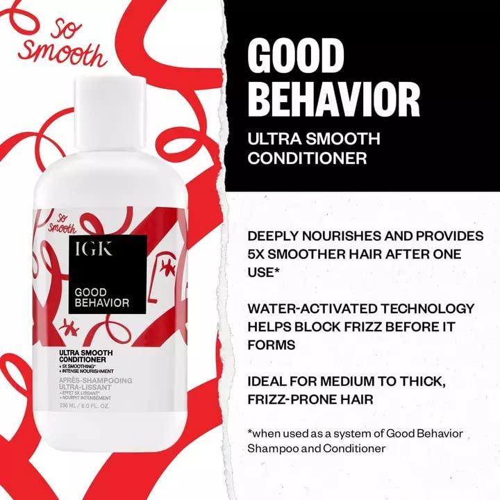 imageIGK GOOD BEHAVIOR Ultra Smooth Conditioner Frizz Control Hydrates Shine Vegan Cruelty Free 338 Fl Oz Pack of 1