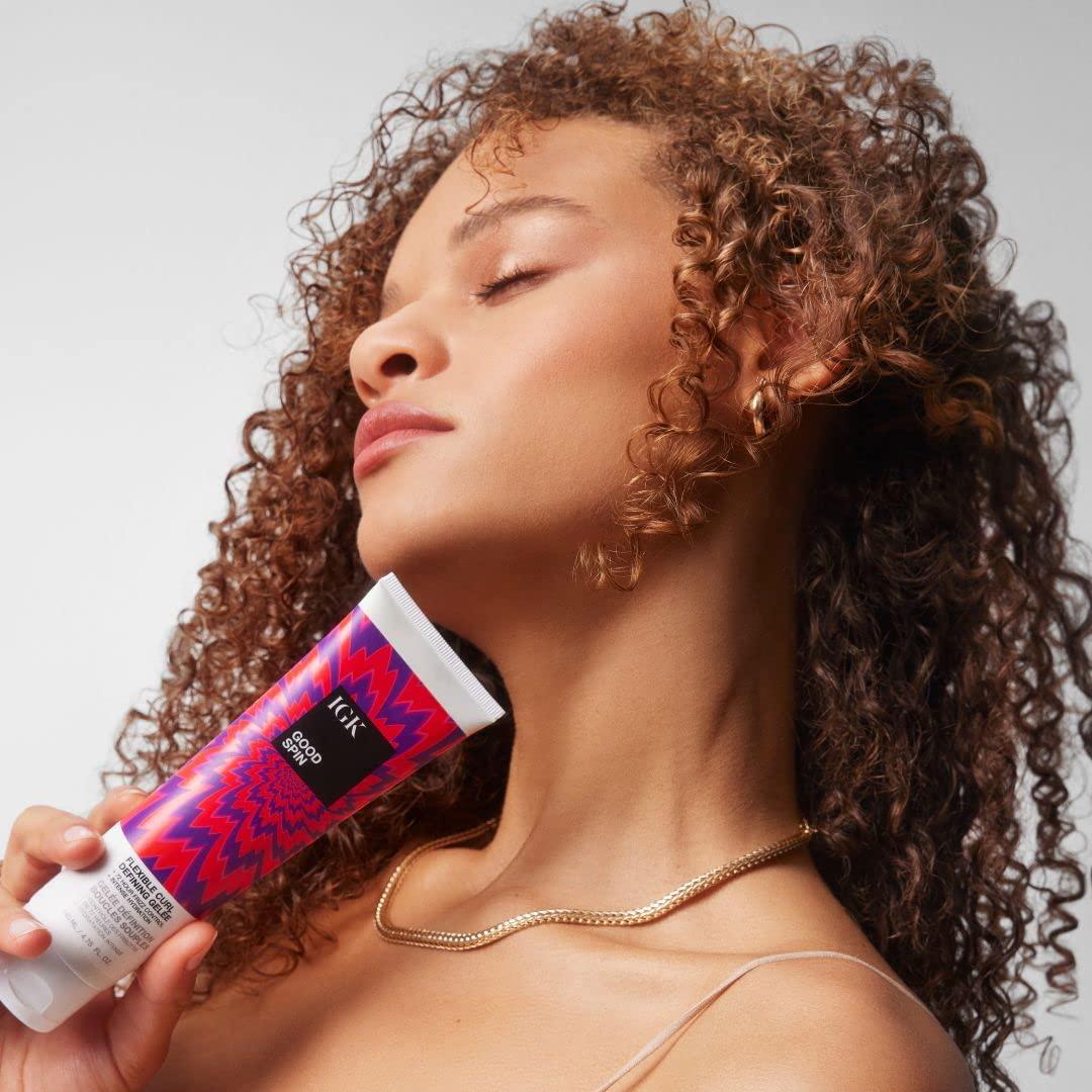 imageIGK GOOD SPIN Flexible Curl Defining Gelee Hydrating Frizz Control Hold Vegan Cruelty Free 475 Oz