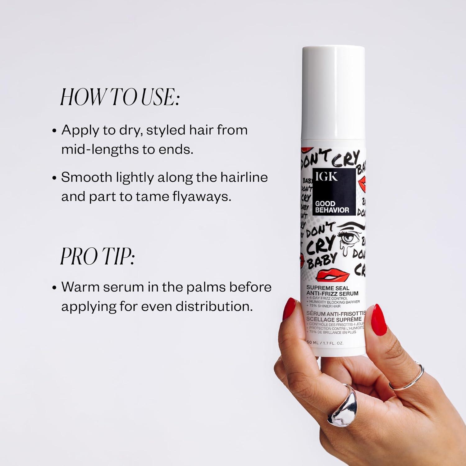 imageIGK Good Behavior AntiFrizz Smoothing Serum Boosts Shine Seals Out Humidity UV ampamp Heat Protection For Dry FrizzProne Hair 13 oz