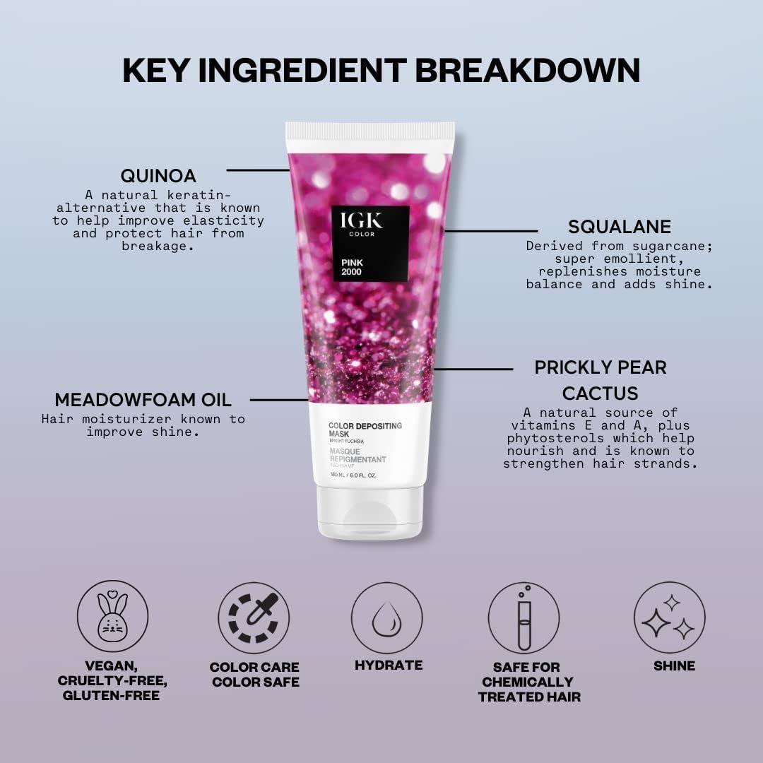 imageIGK Hair Gloss Toner ampamp Color Depositing Mask Vegan Cruelty Free Pink 2000 Bright Fuchsia