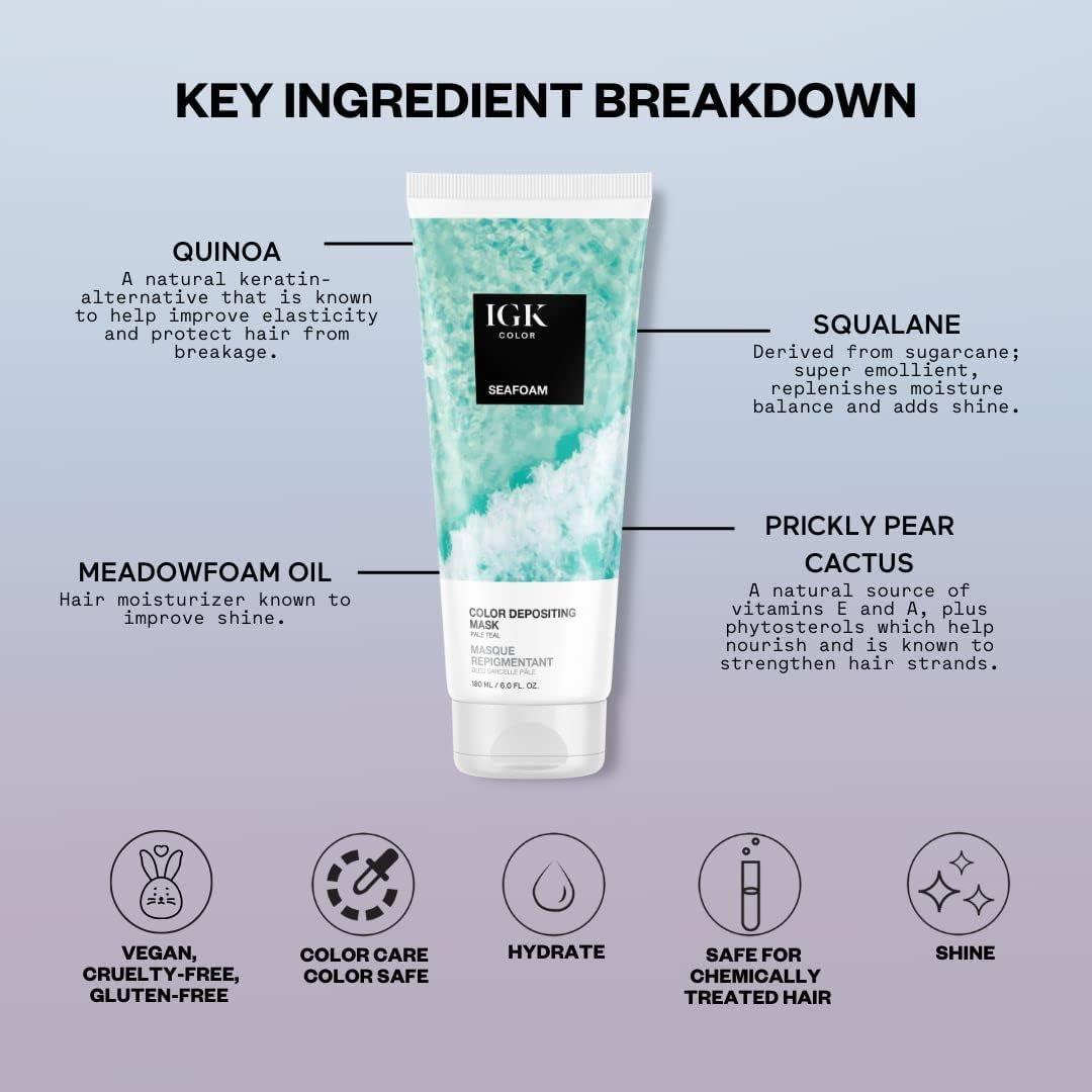 imageIGK Hair Gloss Toner ampamp Color Depositing Mask Vegan Cruelty Free Seafoam Pale Teal