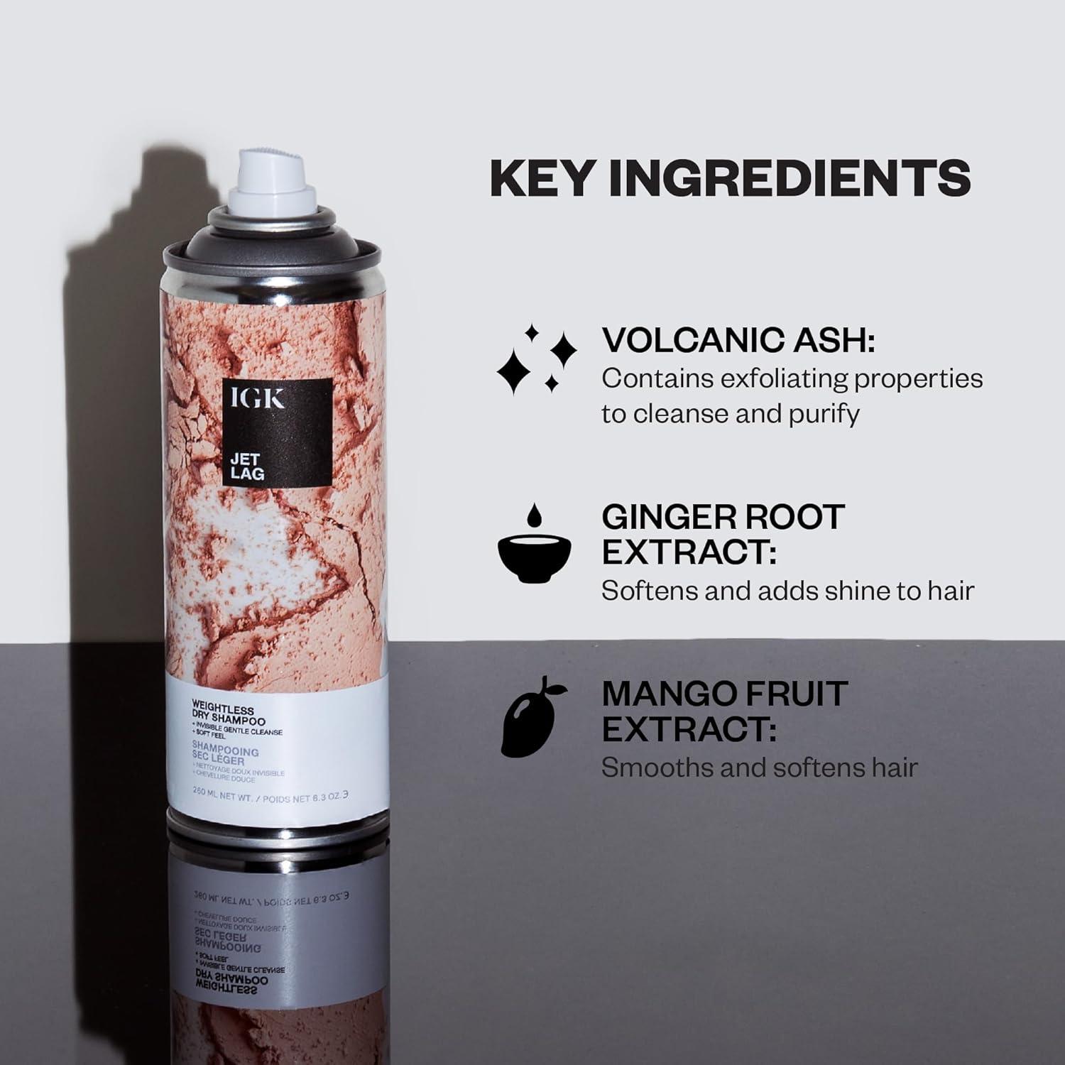 imageIGK JET LAG Invisible Dry Shampoo Weightless Refresh Style Vegan Cruelty Free 2 Fl Oz Pack of 1