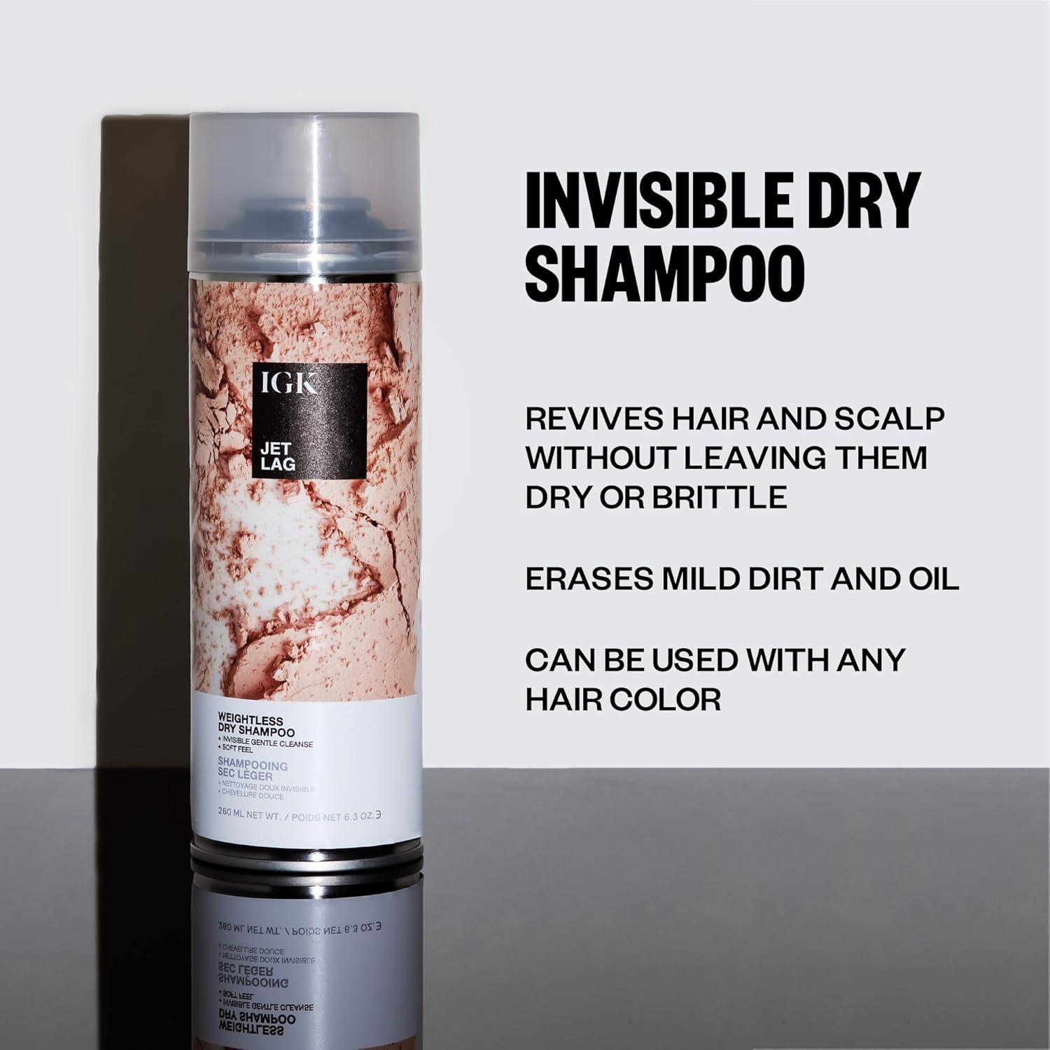 imageIGK JET LAG Invisible Dry Shampoo Weightless Refresh Style Vegan Cruelty Free 2 Fl Oz Pack of 1