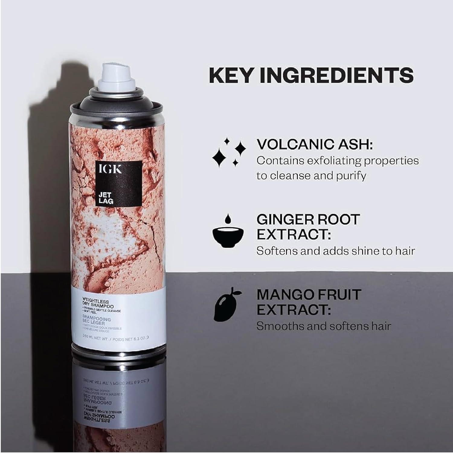 imageIGK JET LAG Invisible Dry Shampoo Weightless Refresh Style Vegan Cruelty Free 63 Fl Oz 2 Fl Oz Pack of 2