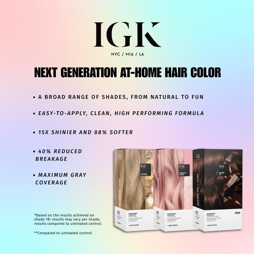 imageIGK Permanent Hair Dye Color Kit 5N Back To Brown Natural Brown 100 Gray Color Coverage Strengthen Shine Ammonia FreeLight Natural Brown