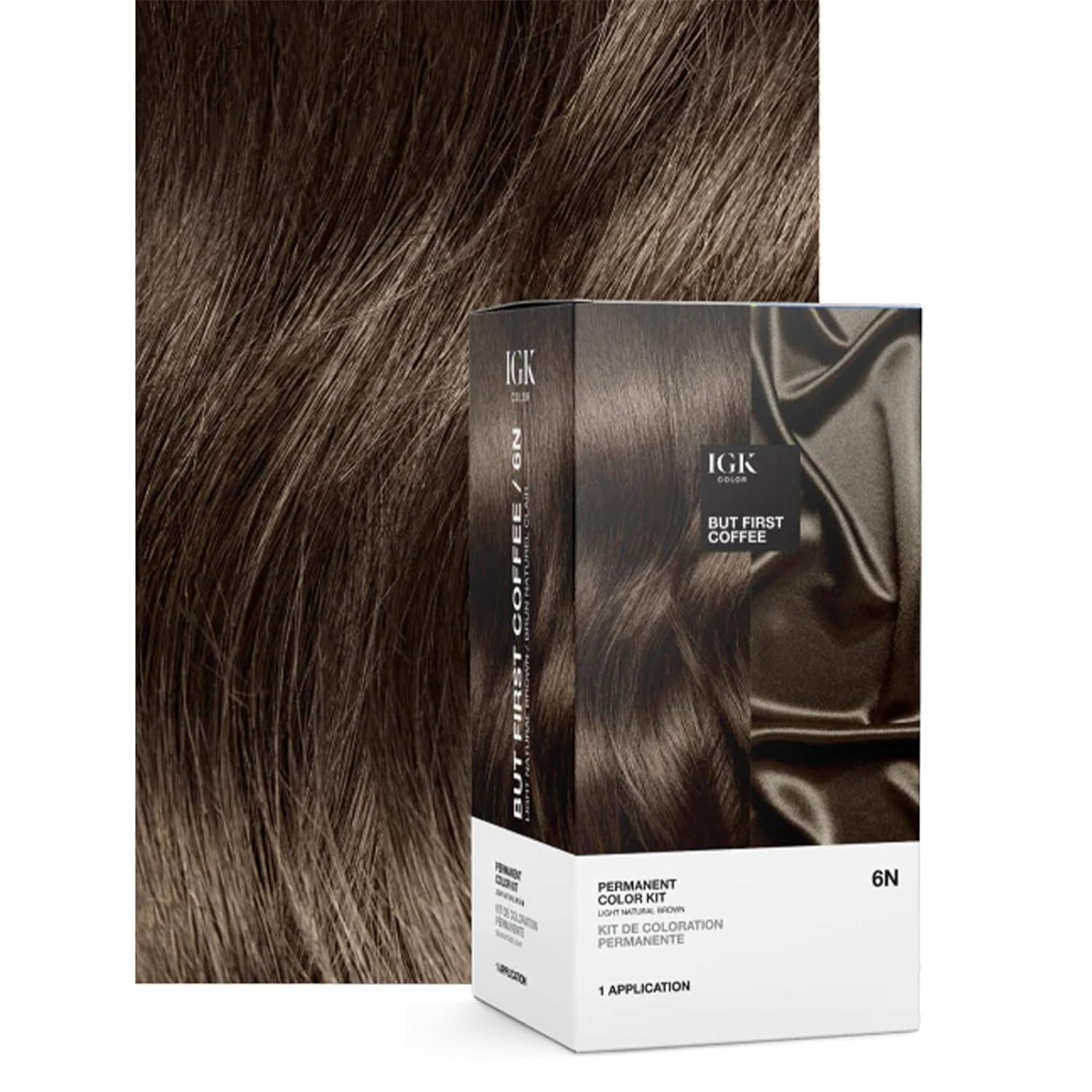 imageIGK Permanent Hair Dye Color Kit 5N Back To Brown Natural Brown 100 Gray Color Coverage Strengthen Shine Ammonia FreeLight Natural Brown