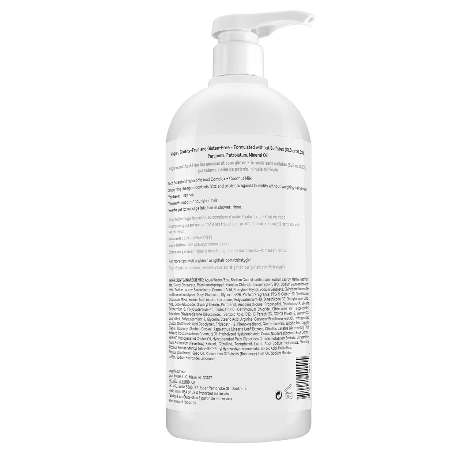 imageIGK THIRSTY GIRL Coconut Milk AntiFrizz Shampoo Softer Smoother FrizzFree Vegan Cruelty Free 8 Oz338 Fl Oz Pack of 1