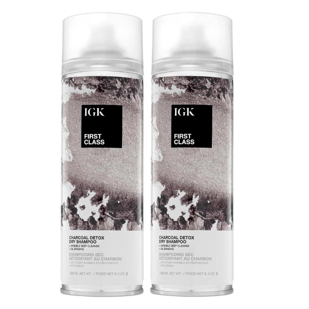 imageIGK FIRST CLASS Charcoal Detox Dry Shampoo for Oily Hair Balances Oil Soothes Scalp Volumizes Vegan Cruelty Free63 Fl Oz Pack of 2