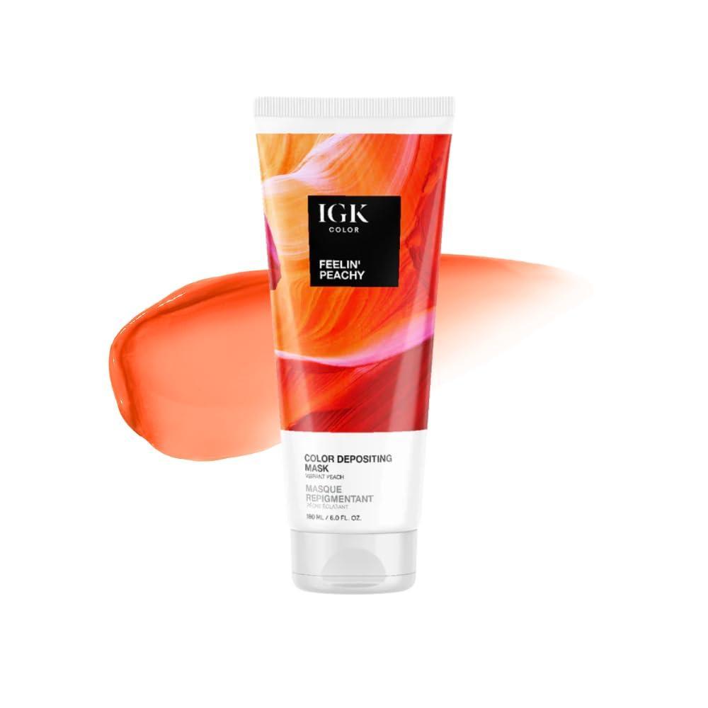 imageIGK Hair Gloss Toner ampamp Color Depositing Mask  Vegan  Cruelty Free Feelin Peachy Vibrant Peach