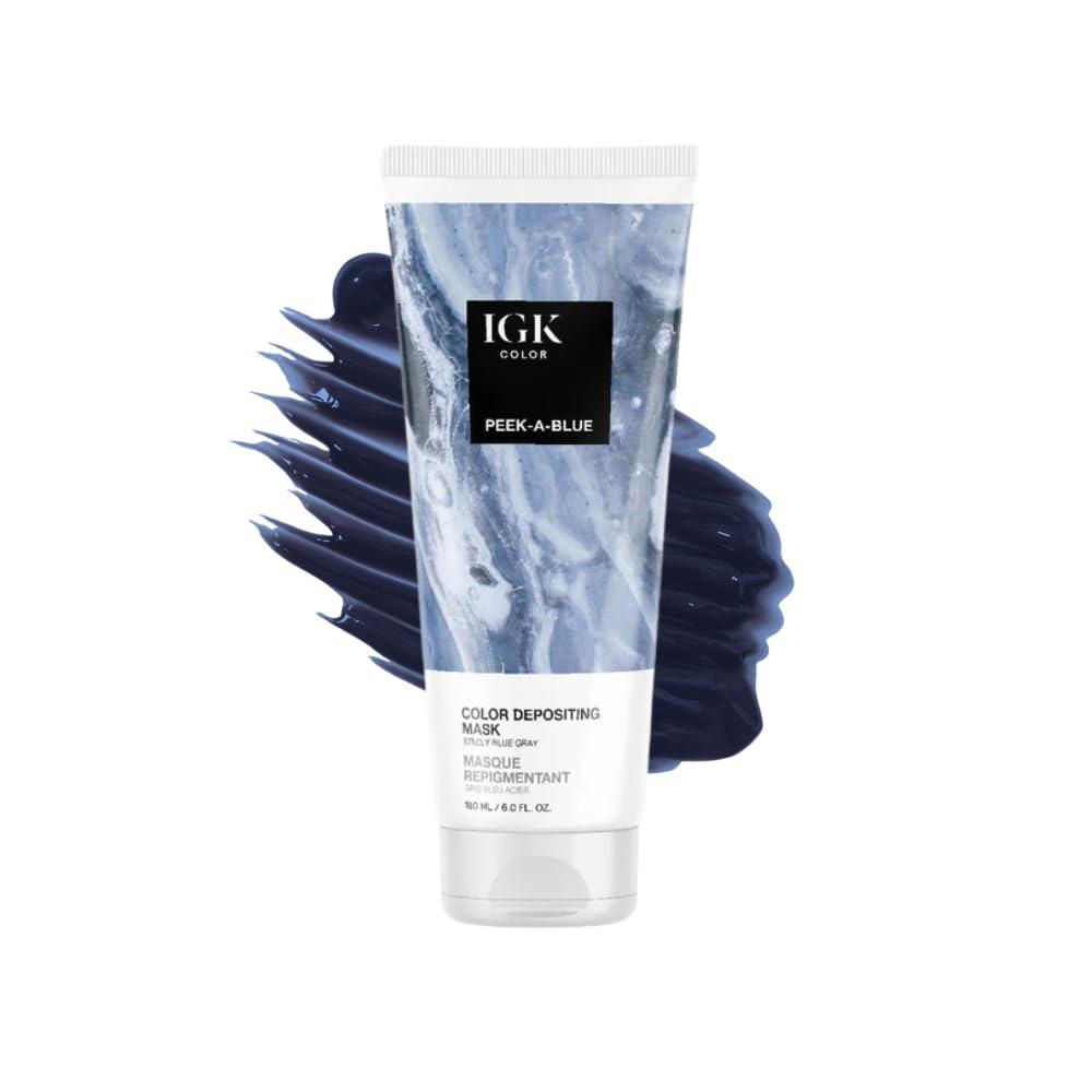 imageIGK Hair Gloss Toner ampamp Color Depositing Mask Vegan Cruelty Free Peek A Blue Steely Blue Gray