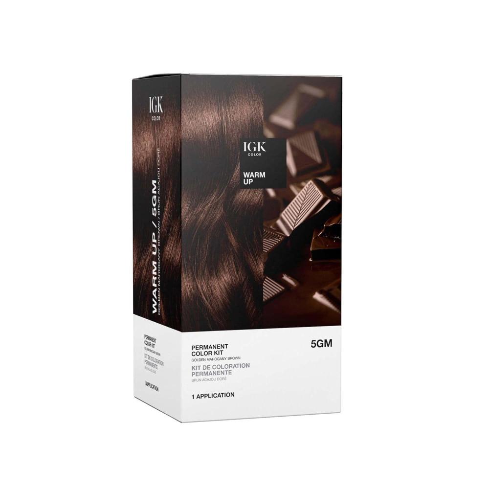 imageIGK Permanent Hair Dye Color Kit 5N Back To Brown Natural Brown 100 Gray Color Coverage Strengthen Shine Ammonia FreeGolden Mahogany Brown