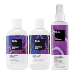 IGK BLONDE POP Purple Toning Conditioner | Brighten + Neutralize Brass | Vegan + Cruelty Free |(241.92 Ounce (Pack of 3))