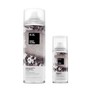 IGK FIRST CLASS ﻿Charcoal Detox Dry Shampoo for Oily Hair | Balances Oil + Soothes Scalp + Volumizes | Vegan + Cruelty Free(6.3 Fl Oz + 2 Fl Oz (Pack of 2))