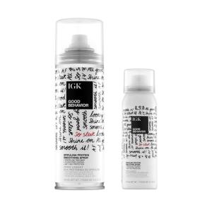 IGK GOOD BEHAVIOR Spirulina Protein Smoothing Spray | Keratin Like Treatment + Frizz Control + Heat Protectant | Vegan + Cruelty Free |(5.6 Ounce + 2.4 Ounce (Travel Kit))