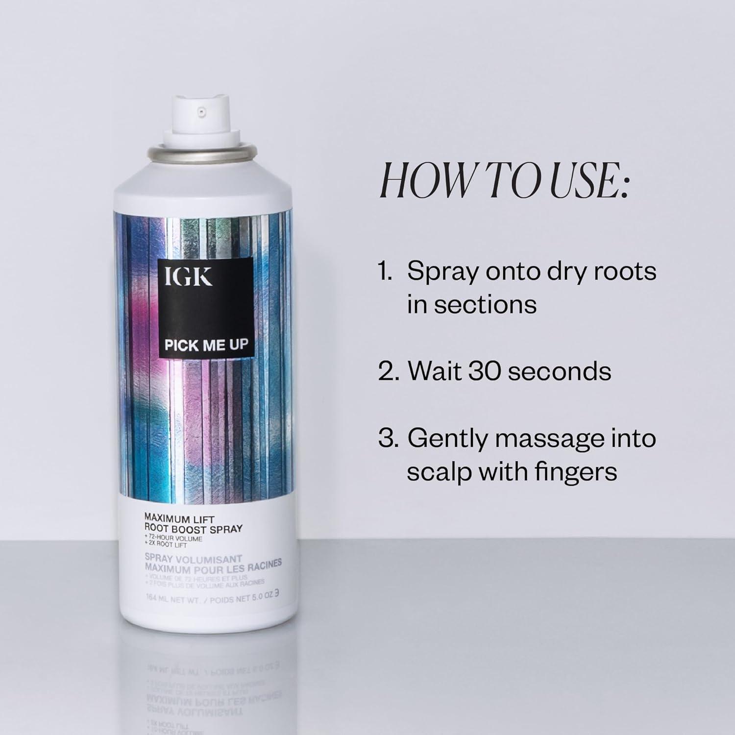 imageIGK PICK ME UP Maximum Lift Root Boost Spray Instantly Lifts Adds Volume Thickness Vegan Cruelty Free 5 Oz